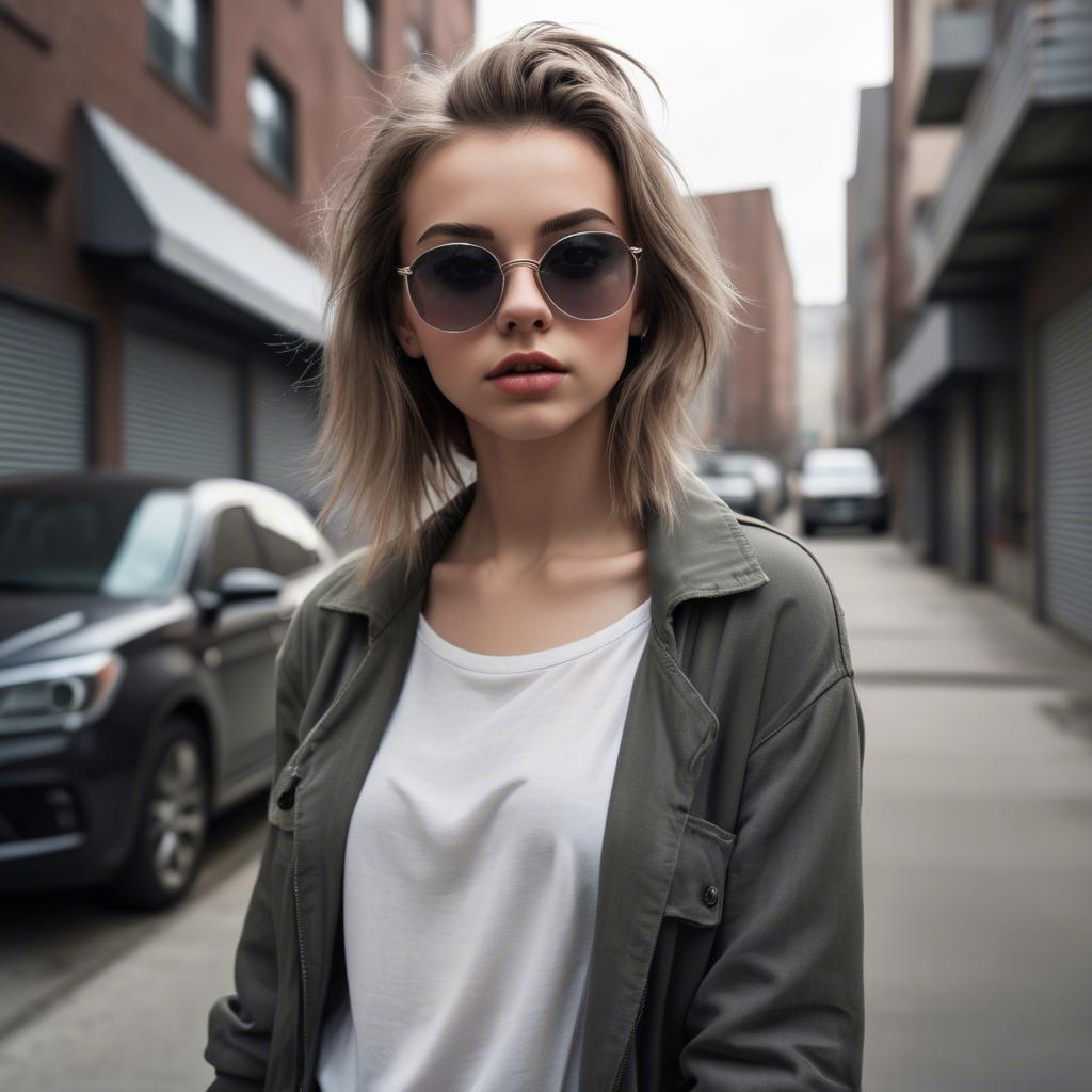 A stunning image of stylish girl with urban scenery.