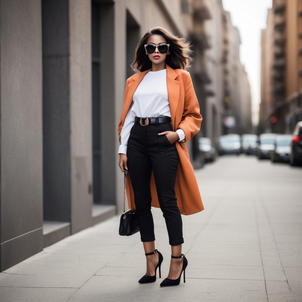 A stunning image of stylish urban girl with oversized sunglasses and heels.