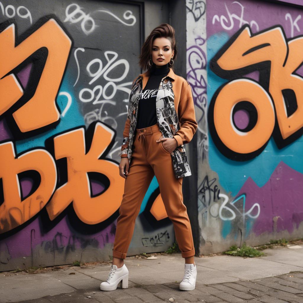 A stunning image of stylish urban model posing with bold graffiti.