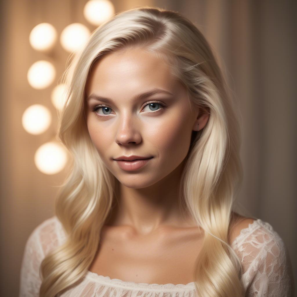 A stunning image of swedish blonde in romantic lighting.