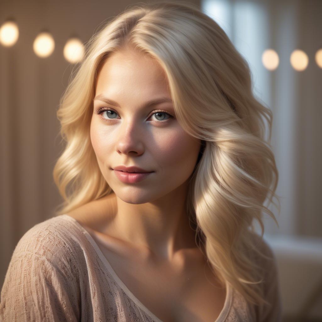 A stunning image of swedish blonde in romantic lighting.