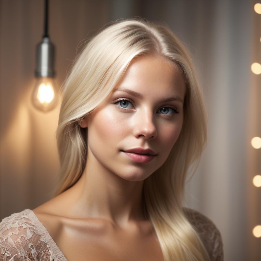 A stunning image of swedish blonde in romantic lighting.