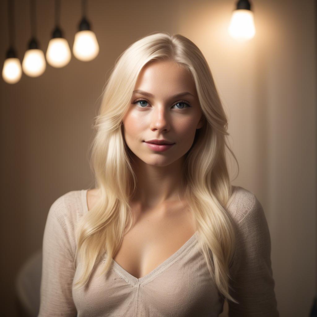 A stunning image of swedish blonde in romantic lighting.