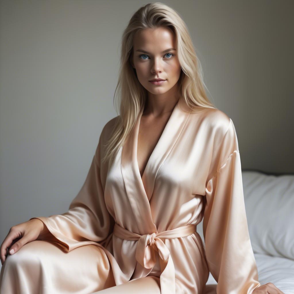 A stunning image of swedish model in a silk robe.
