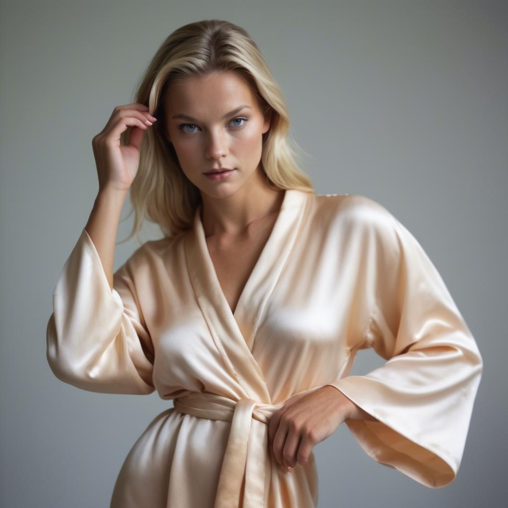 A stunning image of swedish model in a silk robe.