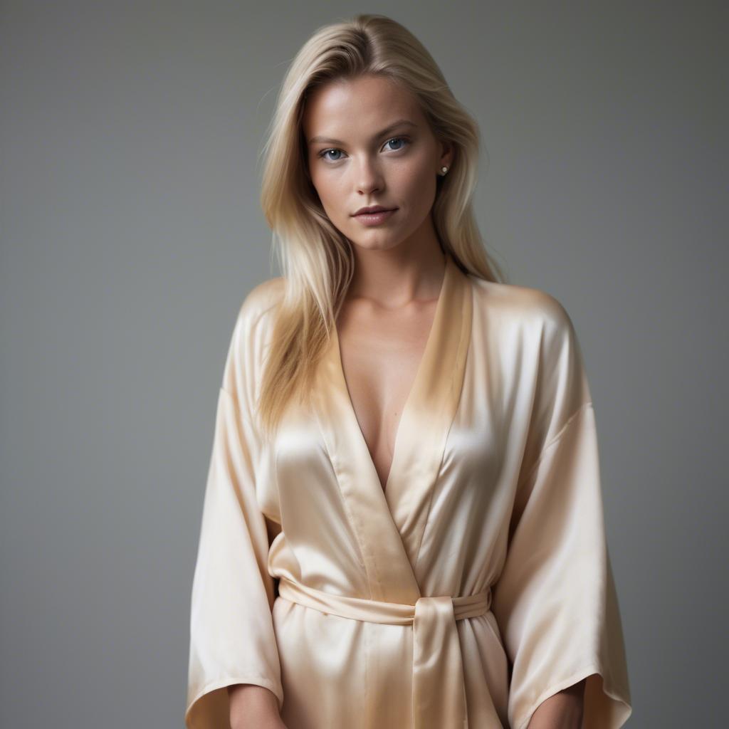 A stunning image of swedish model in a silk robe.