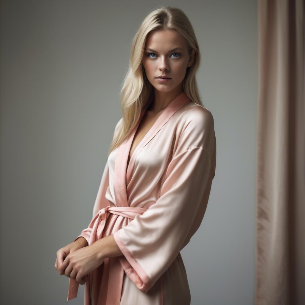A stunning image of swedish model in a silk robe.