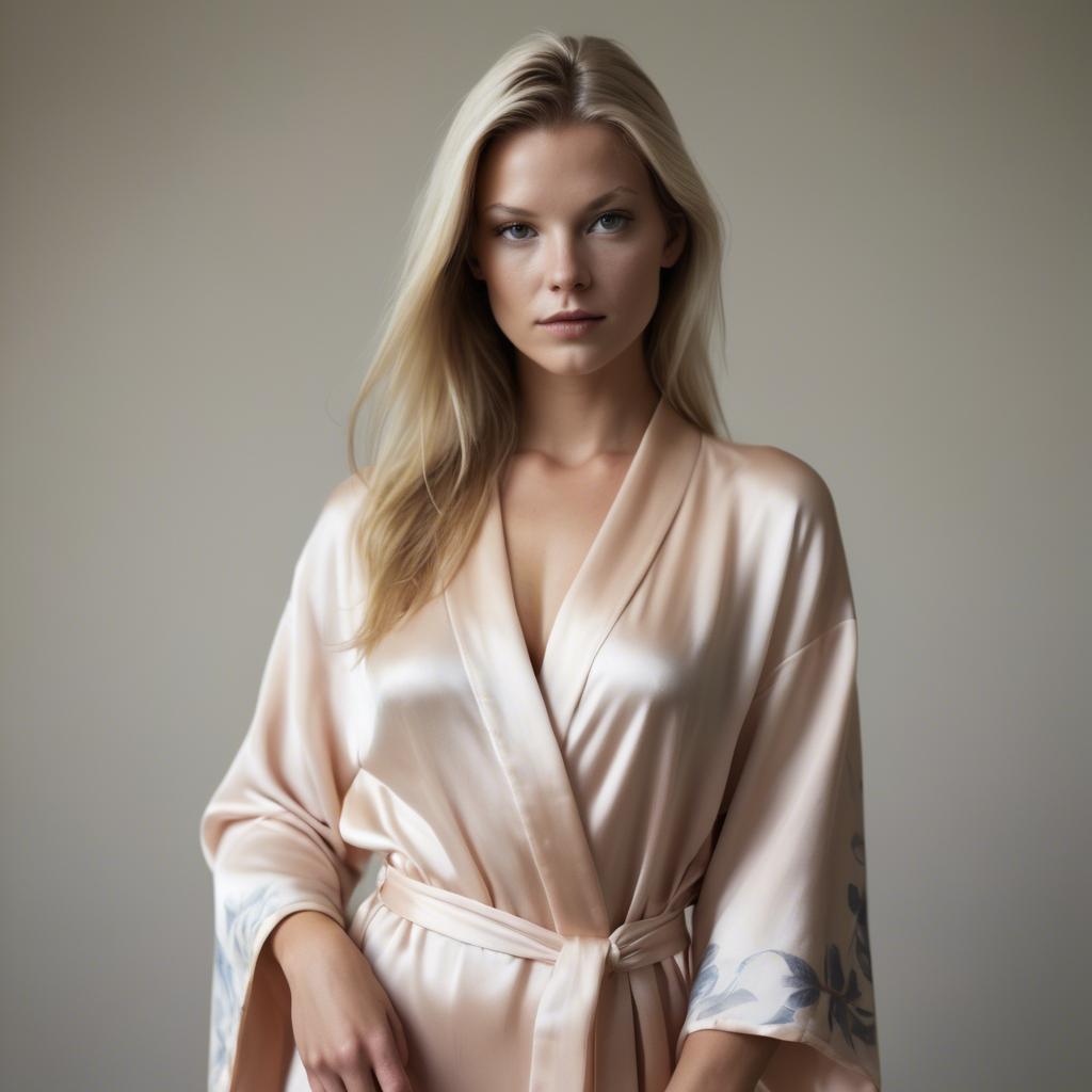 A stunning image of swedish model in a silk robe.