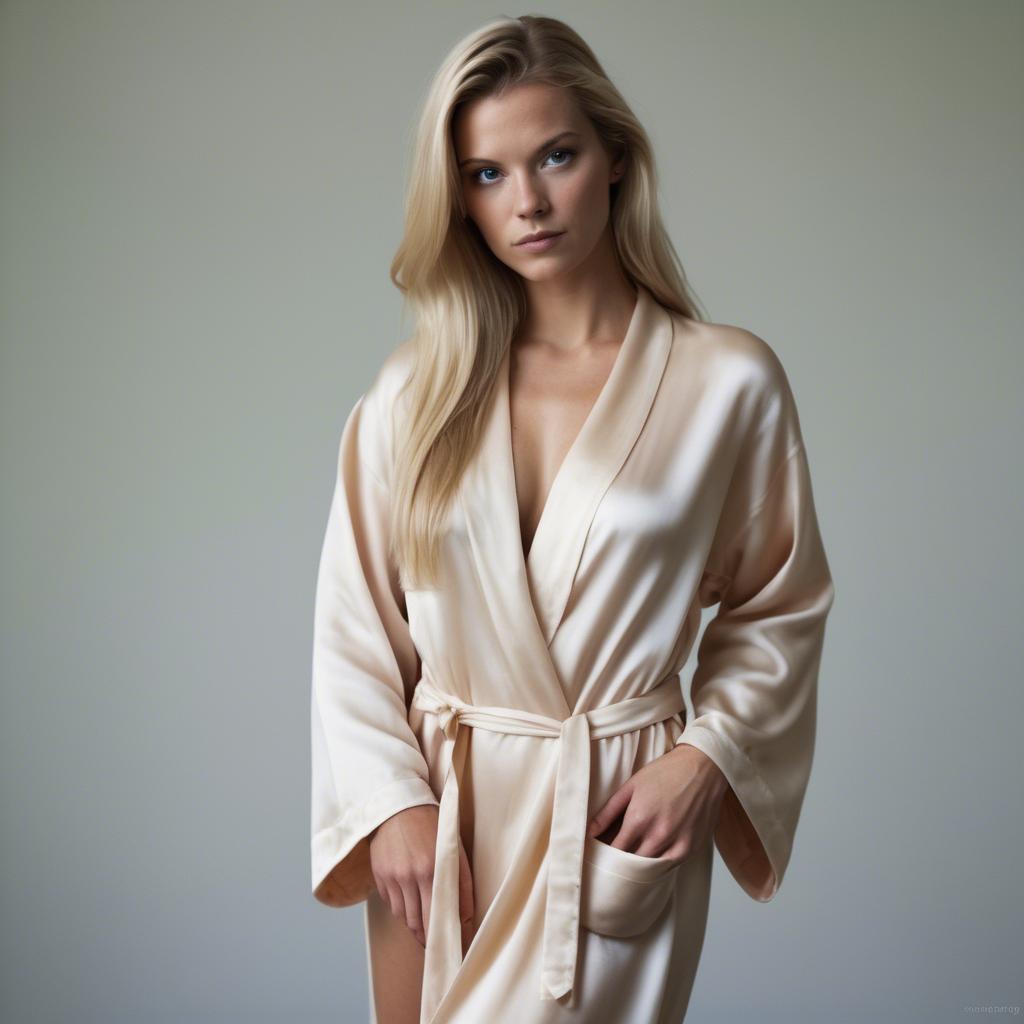 A stunning image of swedish model in a silk robe.