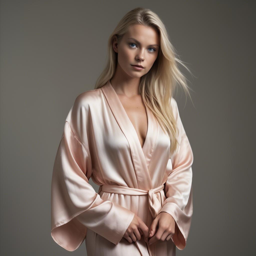 A stunning image of swedish model in a silk robe.