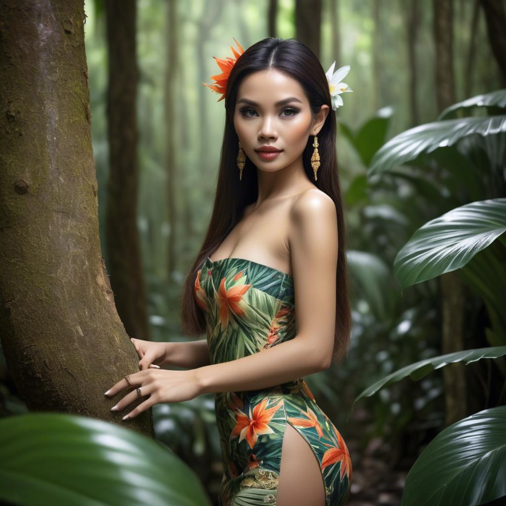 A stunning image of thai beauty in a tropical rainforest.
