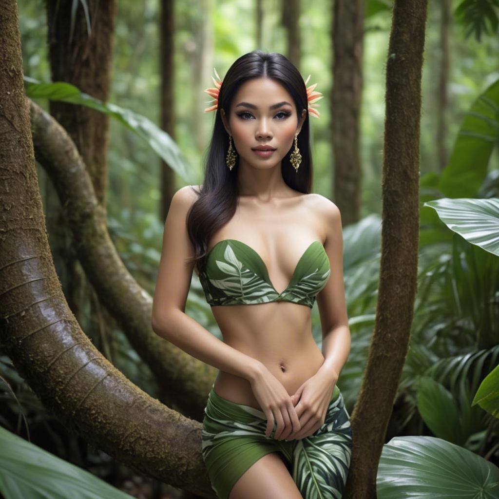 A stunning image of thai beauty in a tropical rainforest.