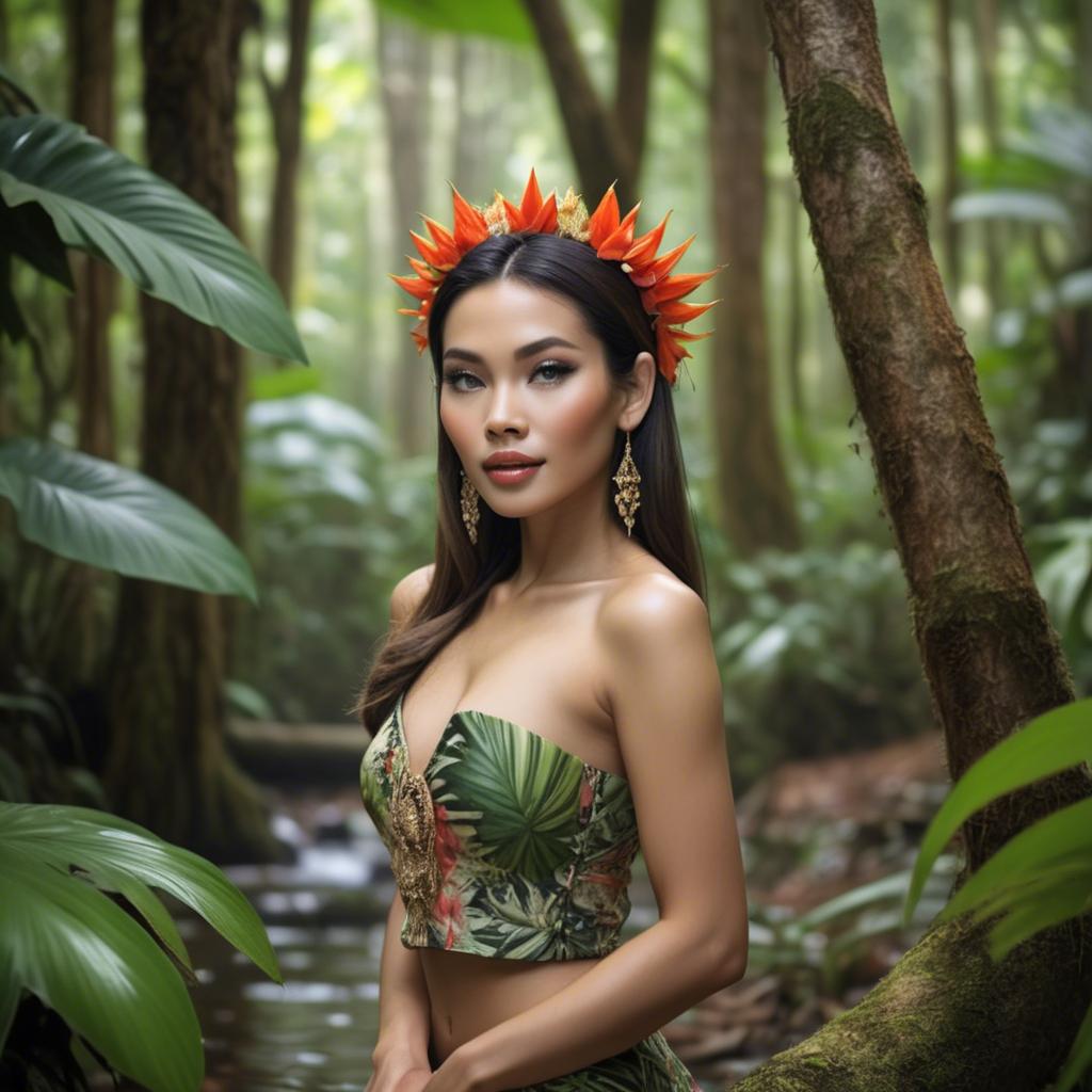 A stunning image of thai beauty in a tropical rainforest.