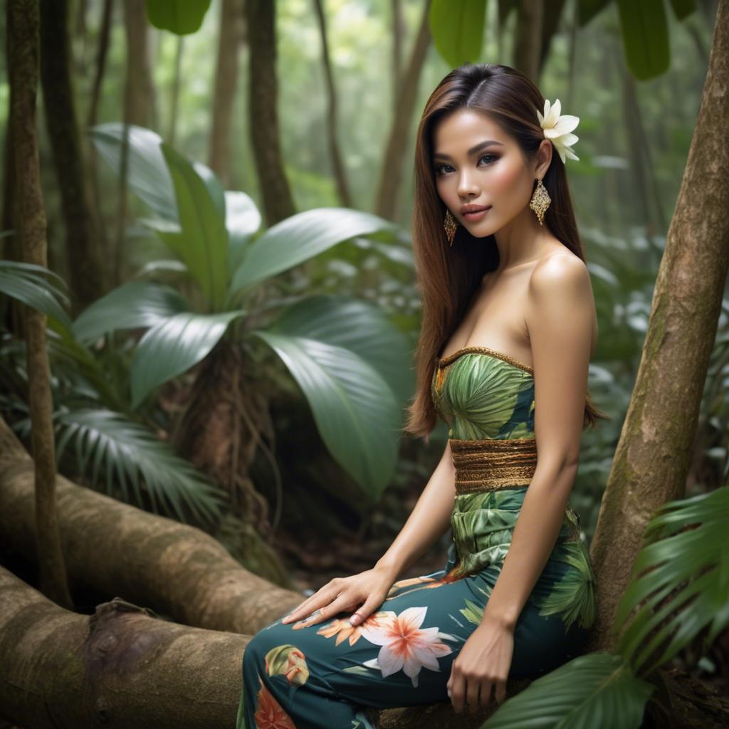 A stunning image of thai beauty in a tropical rainforest.