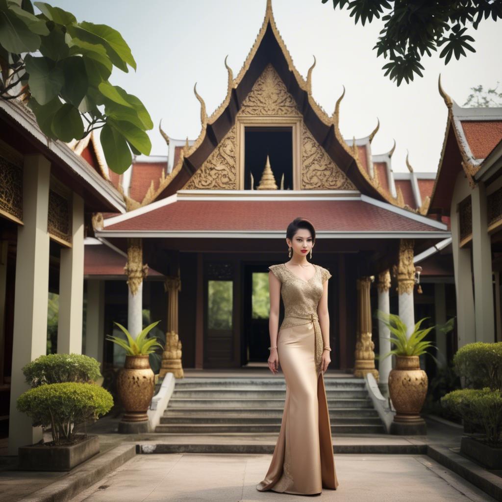 A stunning image of thai elegance in vintage settings.