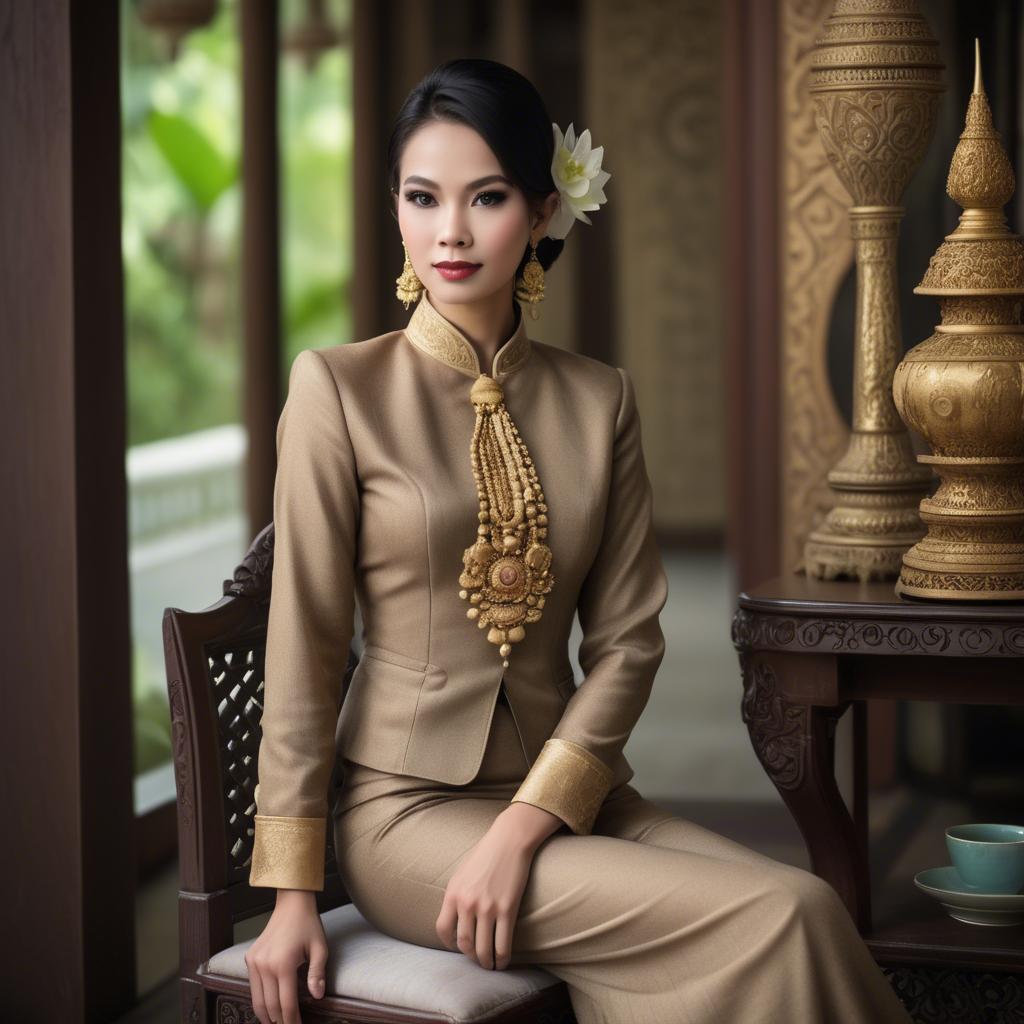 A stunning image of thai elegance in vintage settings.