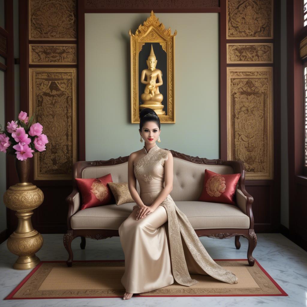 A stunning image of thai elegance in vintage settings.