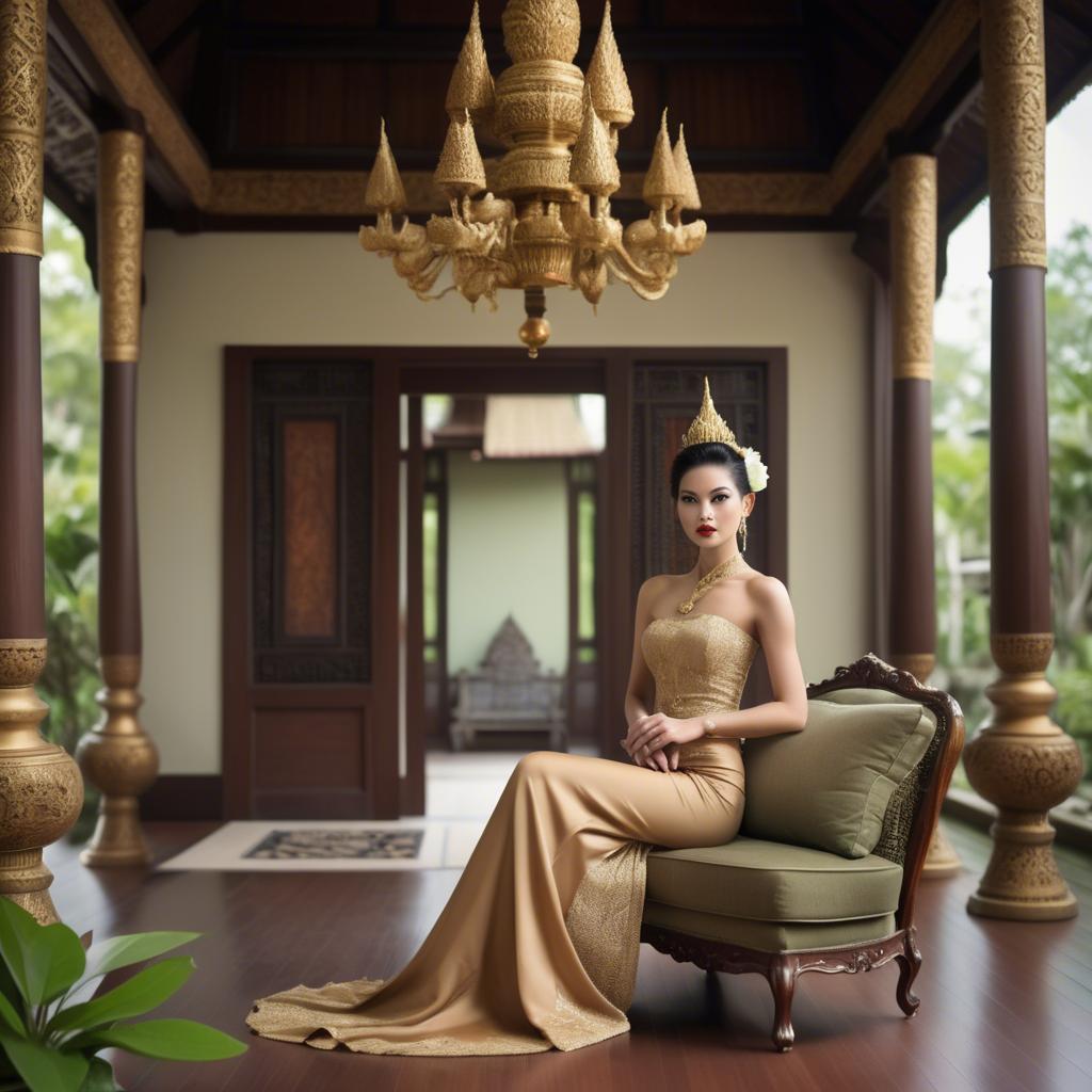 A stunning image of thai elegance in vintage settings.
