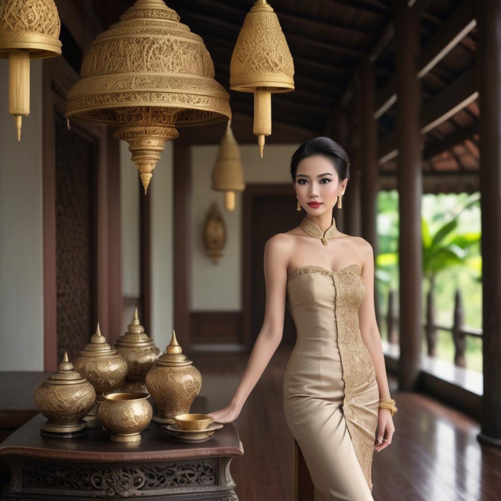 A stunning image of thai elegance in vintage settings.