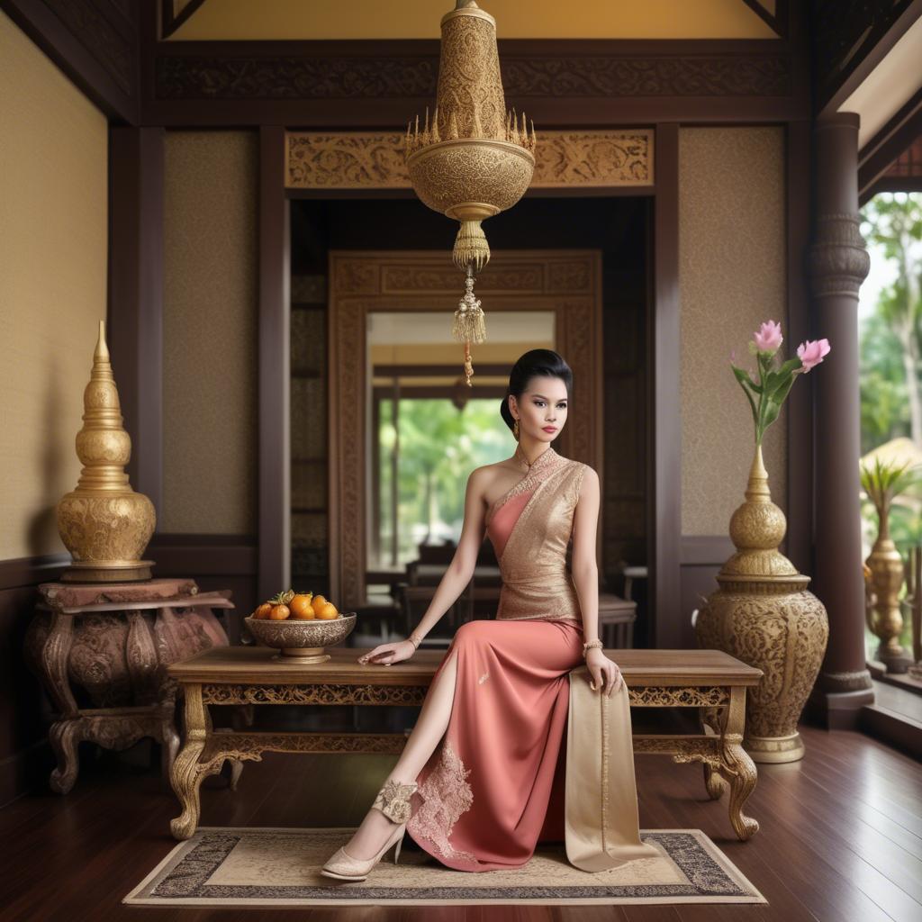A stunning image of thai elegance in vintage settings.