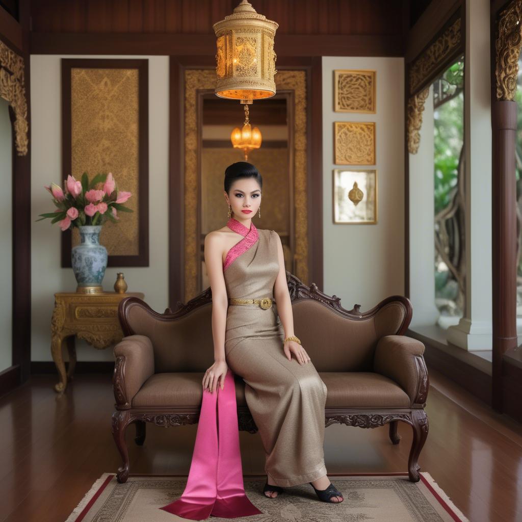 A stunning image of thai elegance in vintage settings.