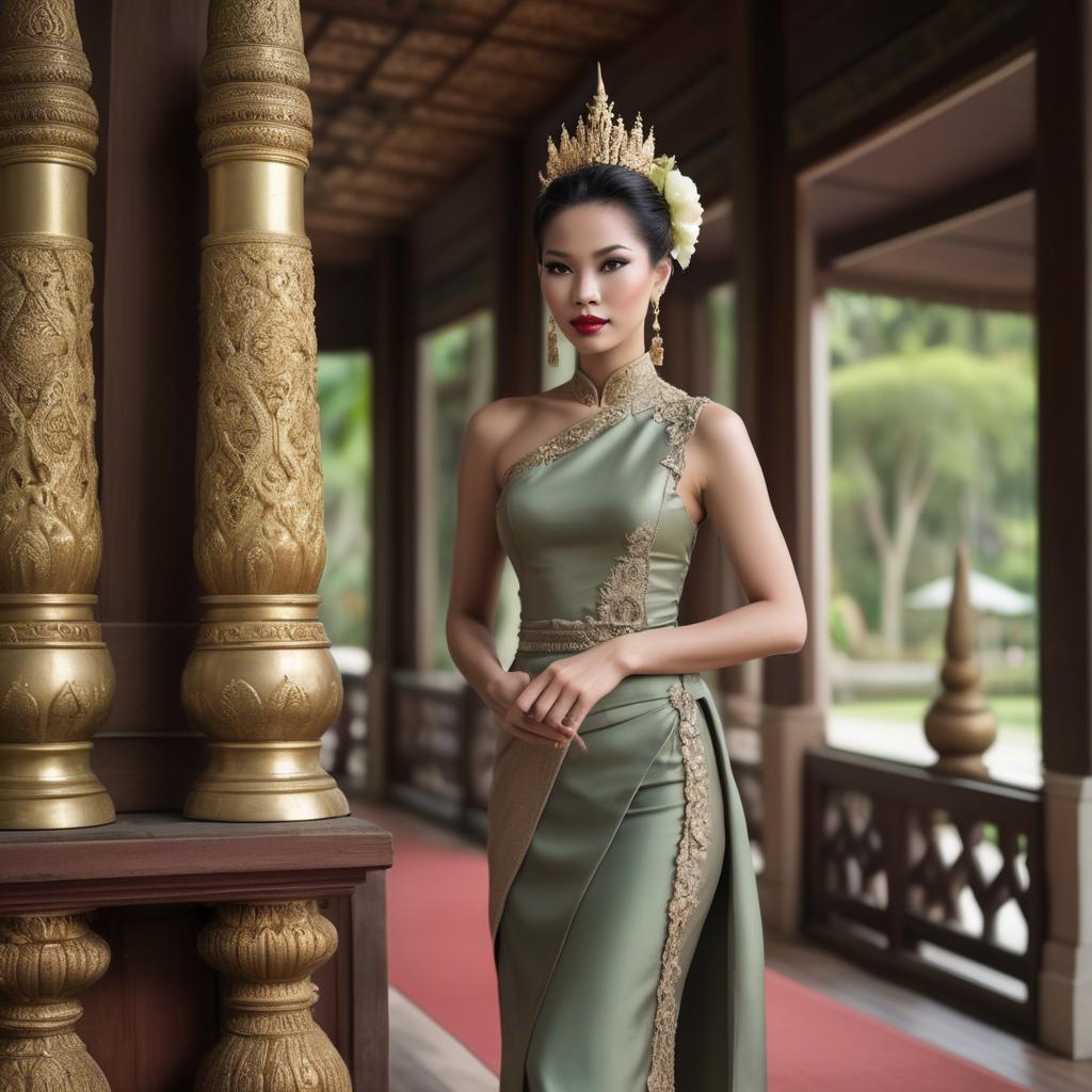A stunning image of thai elegance in vintage settings.