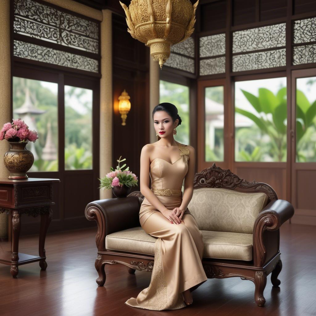 A stunning image of thai elegance in vintage settings.