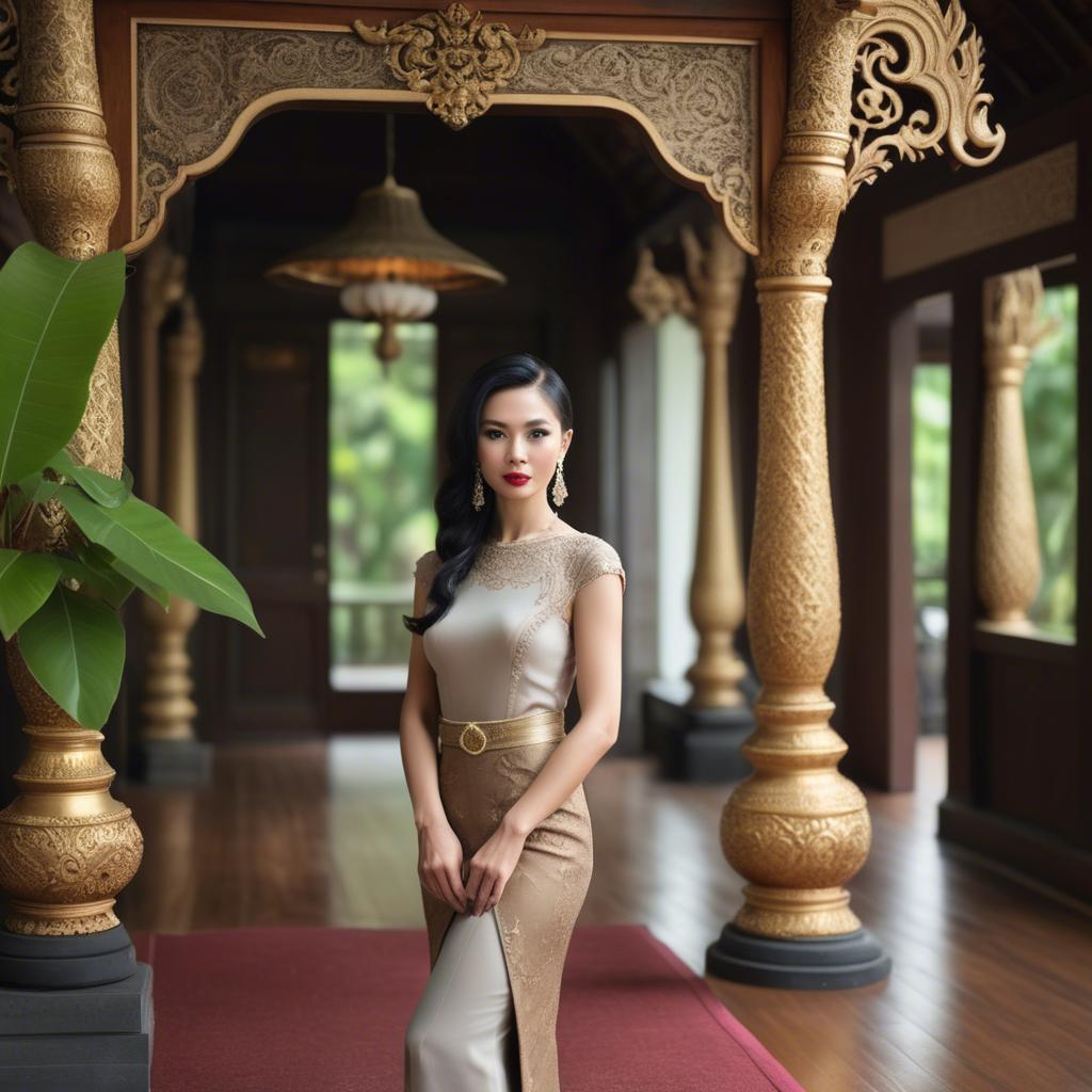 A stunning image of thai elegance in vintage settings.