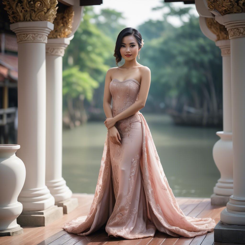 A stunning image of thai woman in a romantic gown.