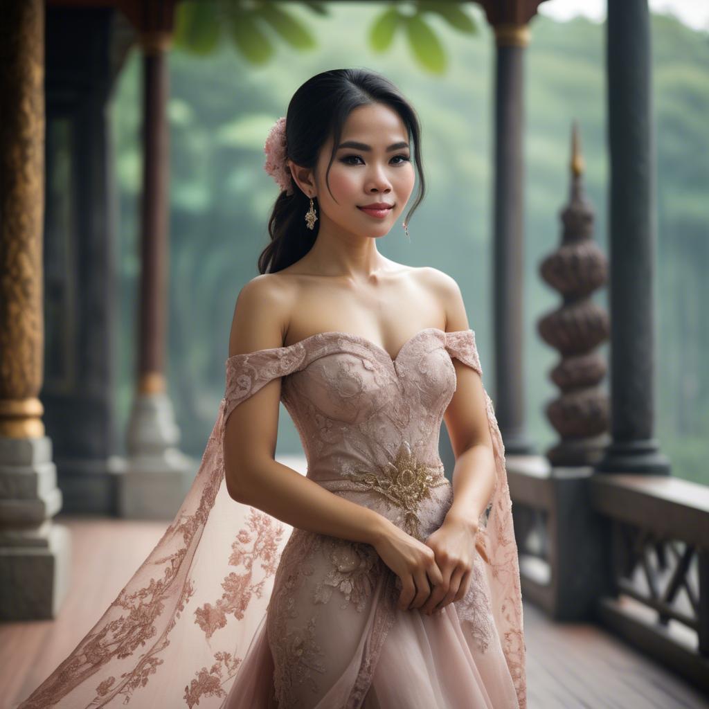 A stunning image of thai woman in a romantic gown.