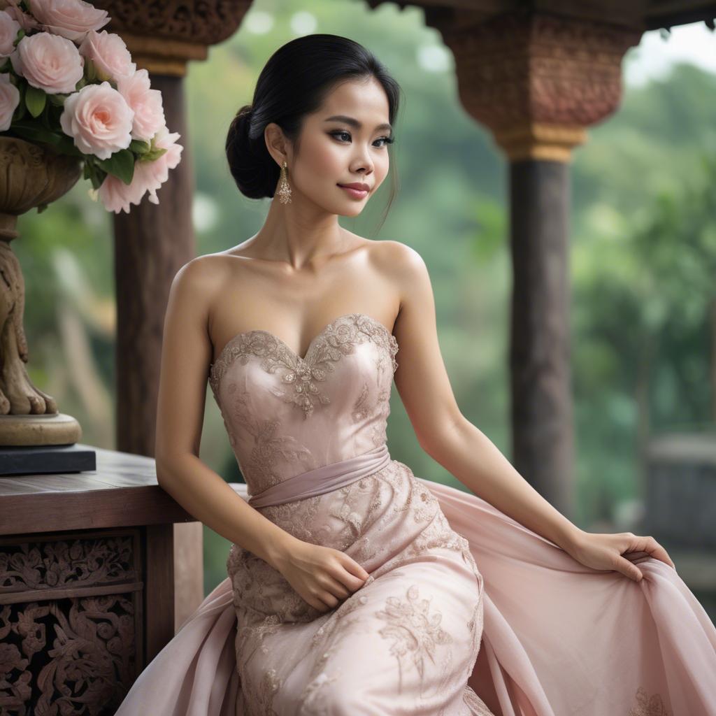 A stunning image of thai woman in a romantic gown.