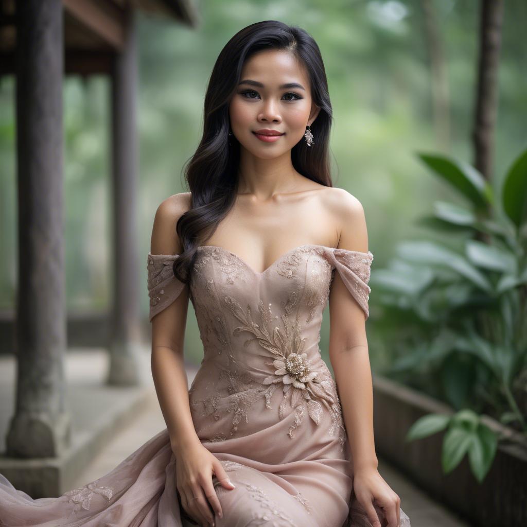A stunning image of thai woman in a romantic gown.