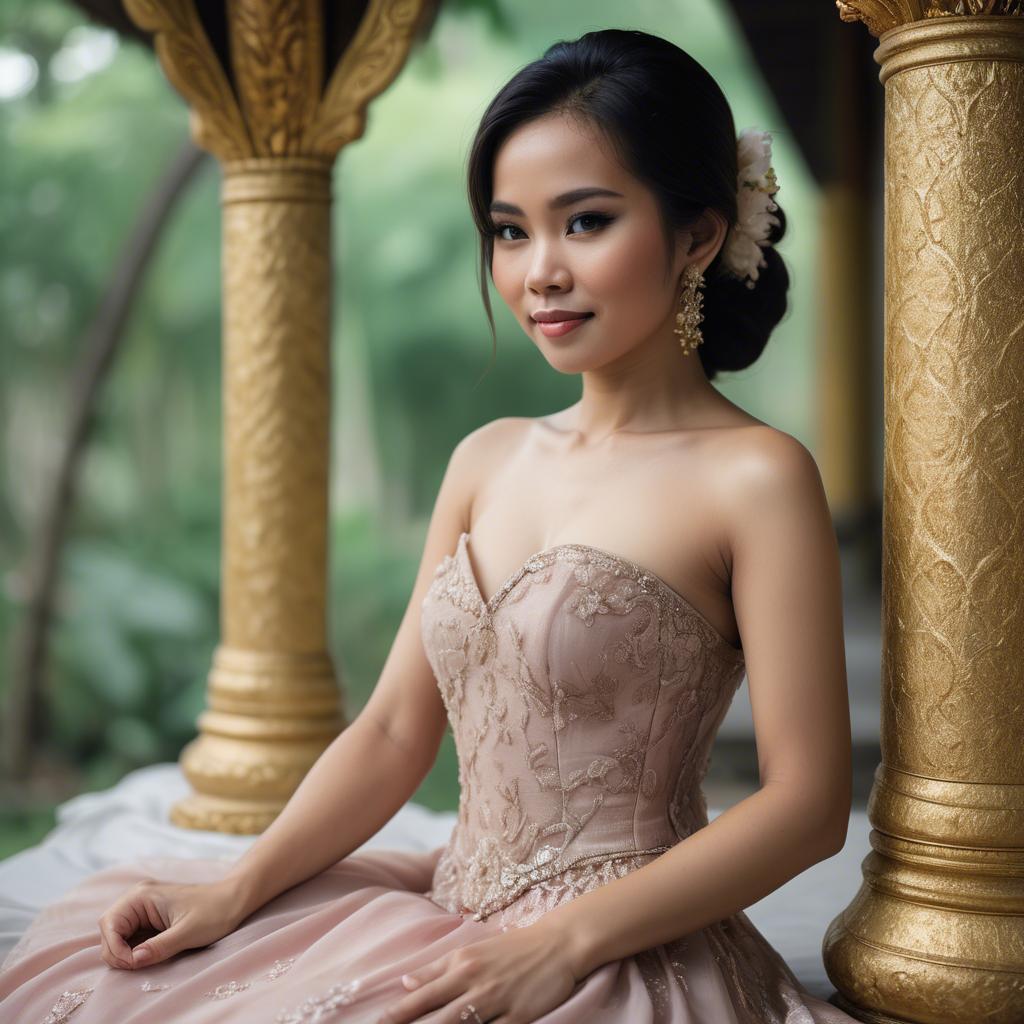 A stunning image of thai woman in a romantic gown.