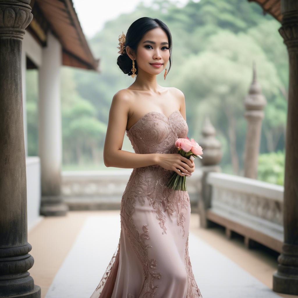 A stunning image of thai woman in a romantic gown.