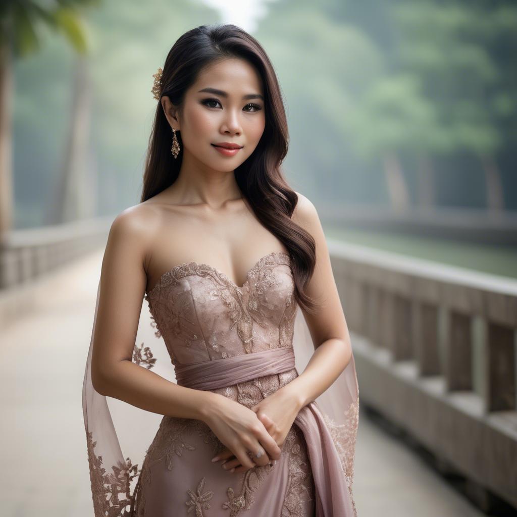 A stunning image of thai woman in a romantic gown.
