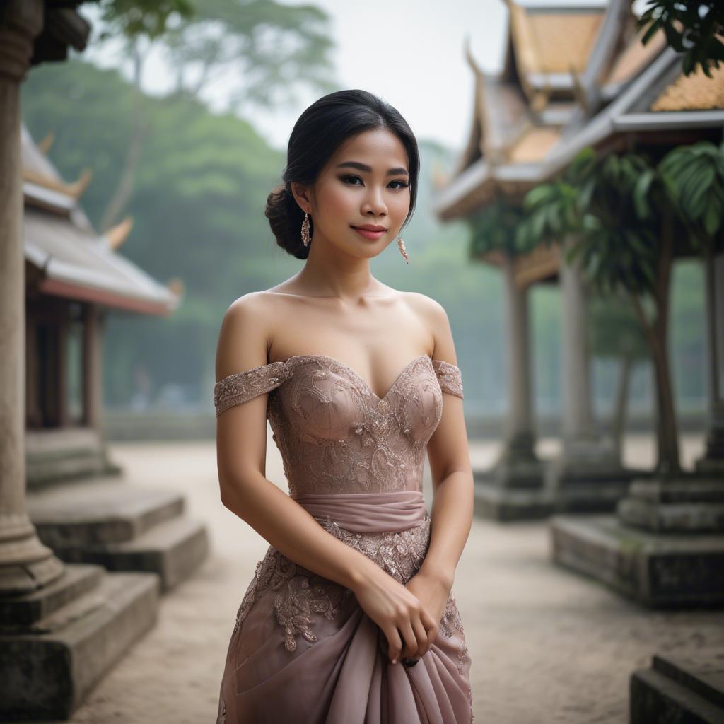 A stunning image of thai woman in a romantic gown.