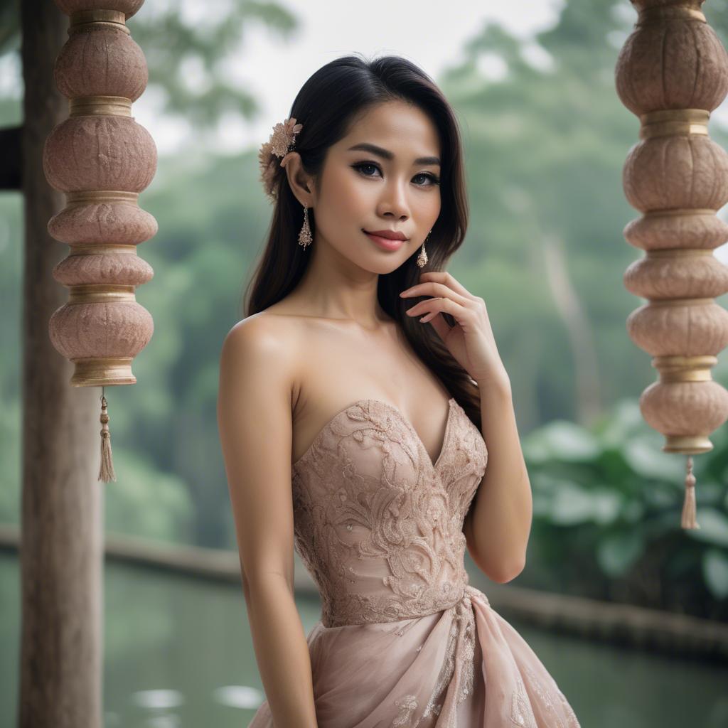 A stunning image of thai woman in a romantic gown.