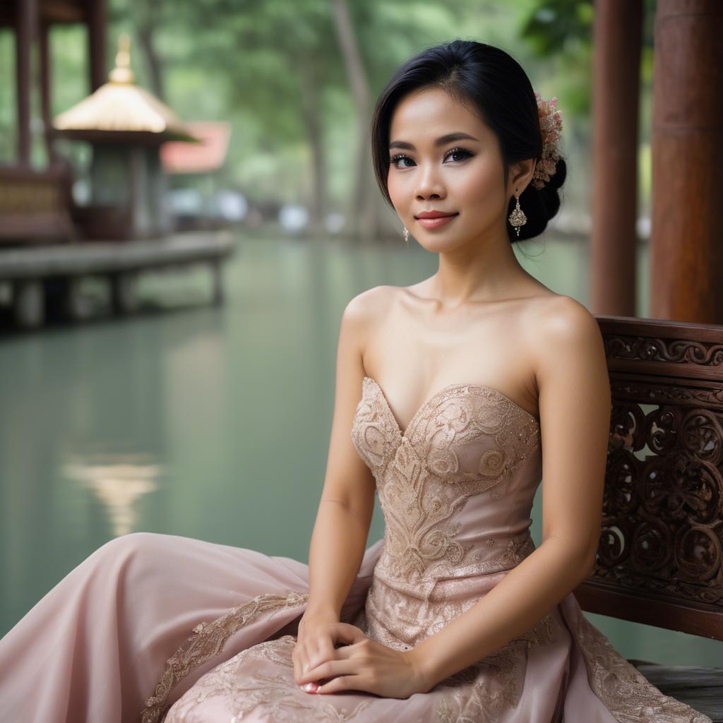 A stunning image of thai woman in a romantic gown.