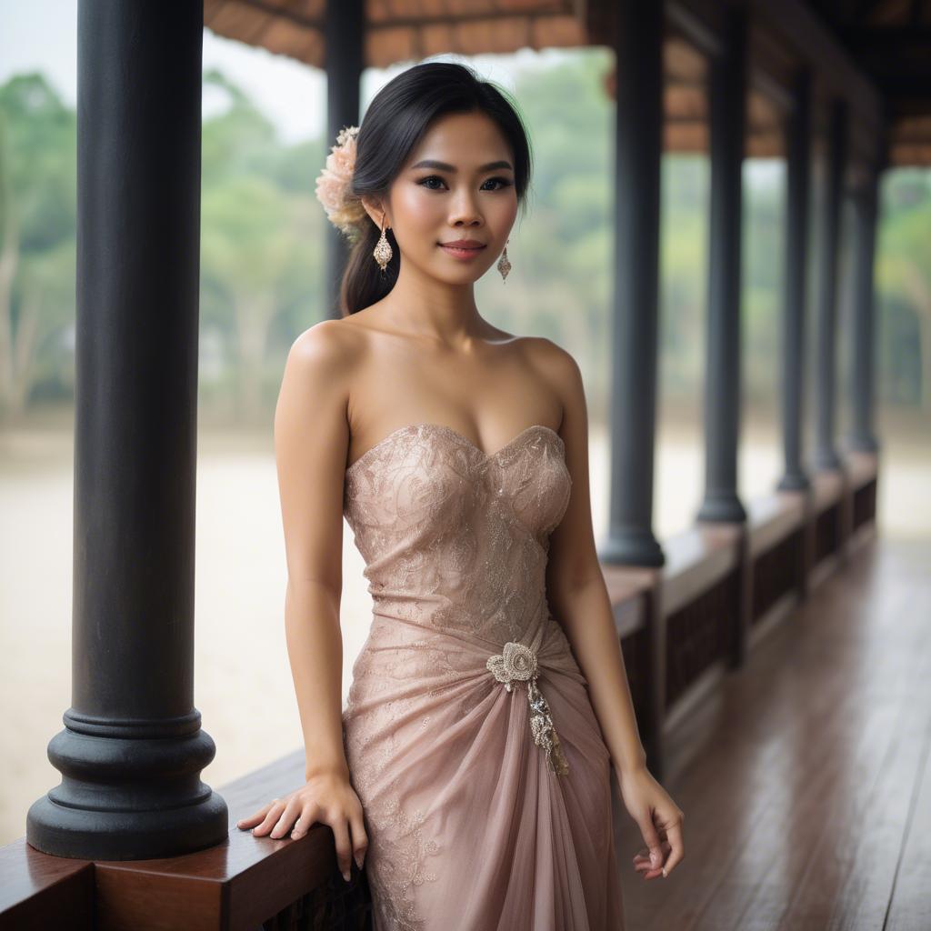 A stunning image of thai woman in a romantic gown.