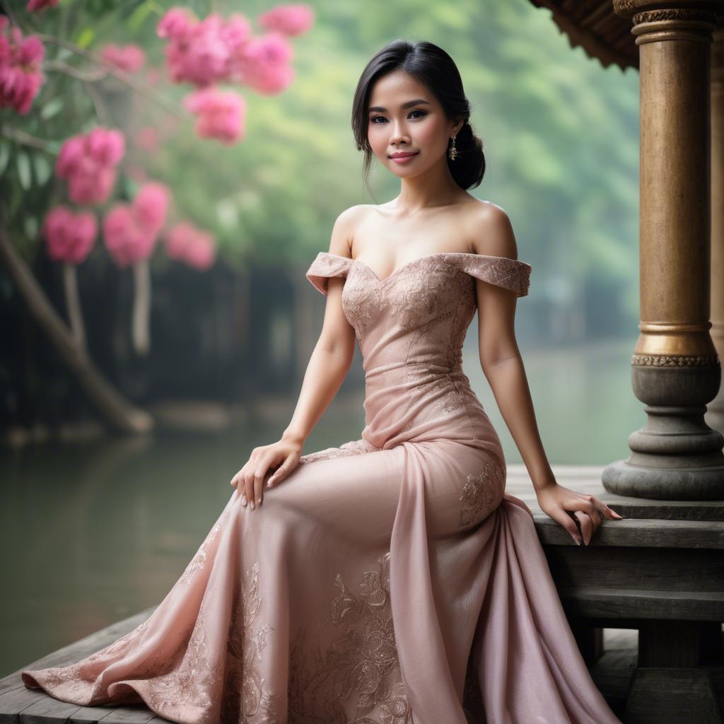 A stunning image of thai woman in a romantic gown.