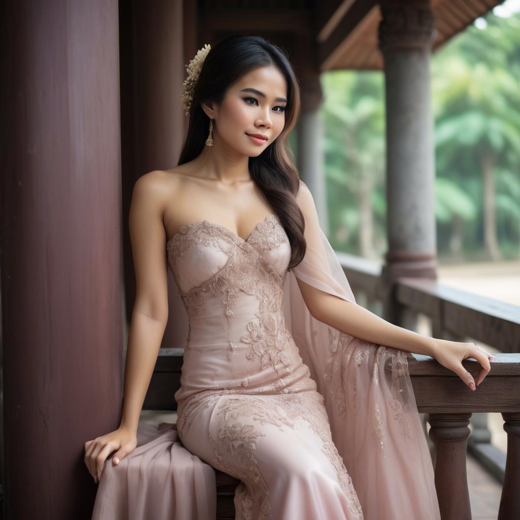 A stunning image of thai woman in a romantic gown.