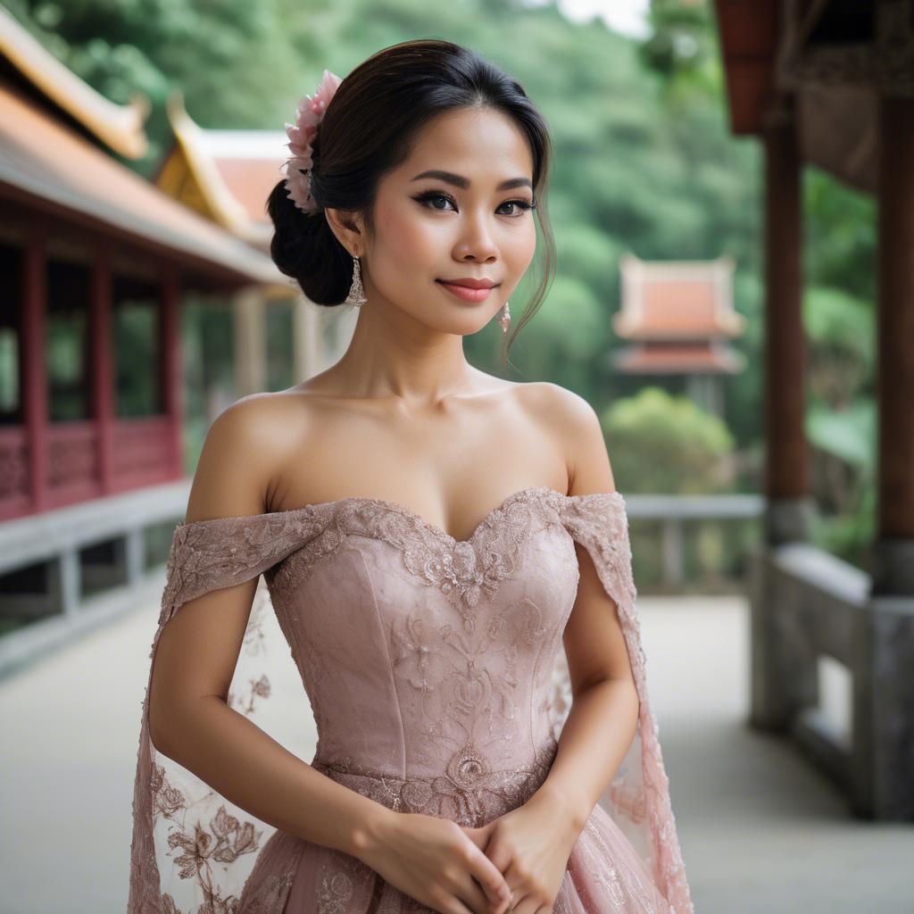 A stunning image of thai woman in a romantic gown.