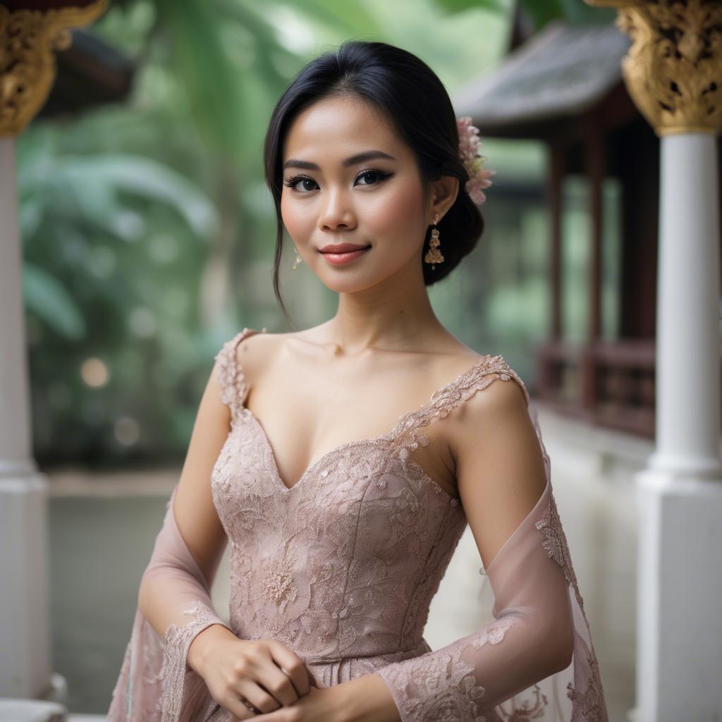 A stunning image of thai woman in a romantic gown.