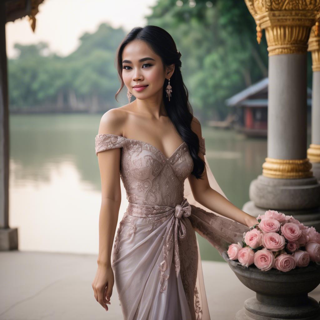 A stunning image of thai woman in a romantic gown.