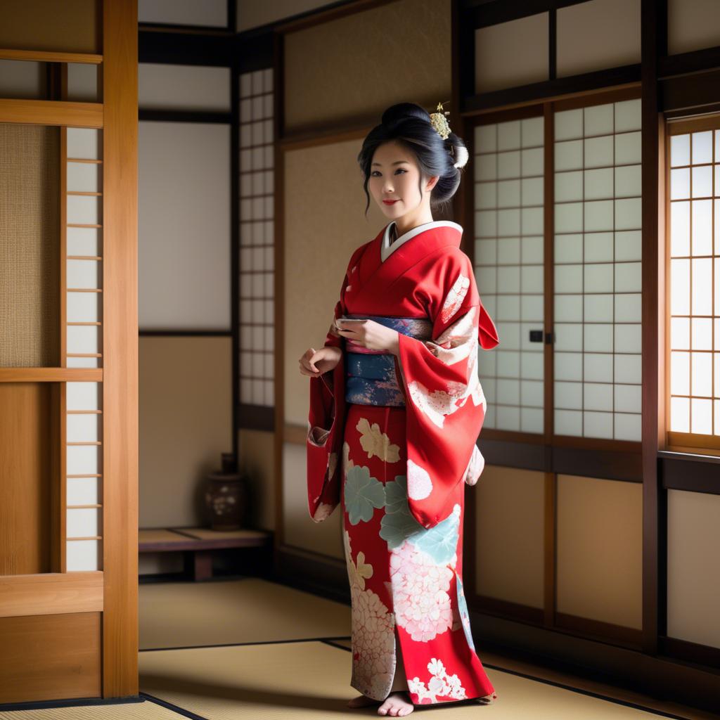 A stunning image of traditional japanese woman in an antique house.