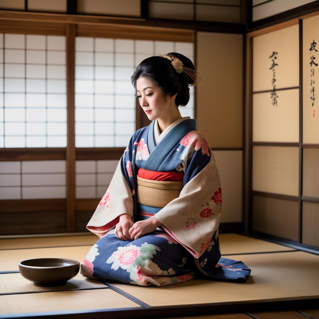 A stunning image of traditional japanese woman in an antique house.