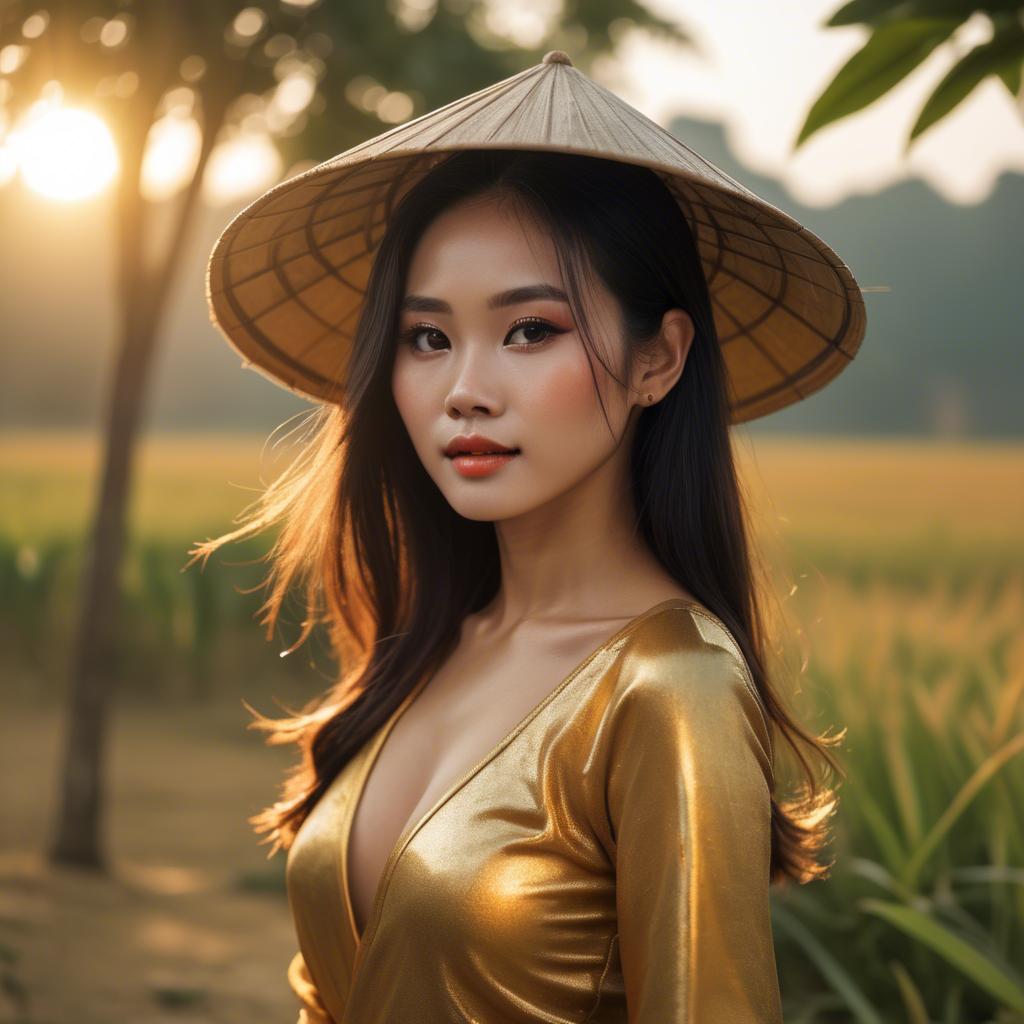 A stunning image of vietnamese beauty in golden hour.