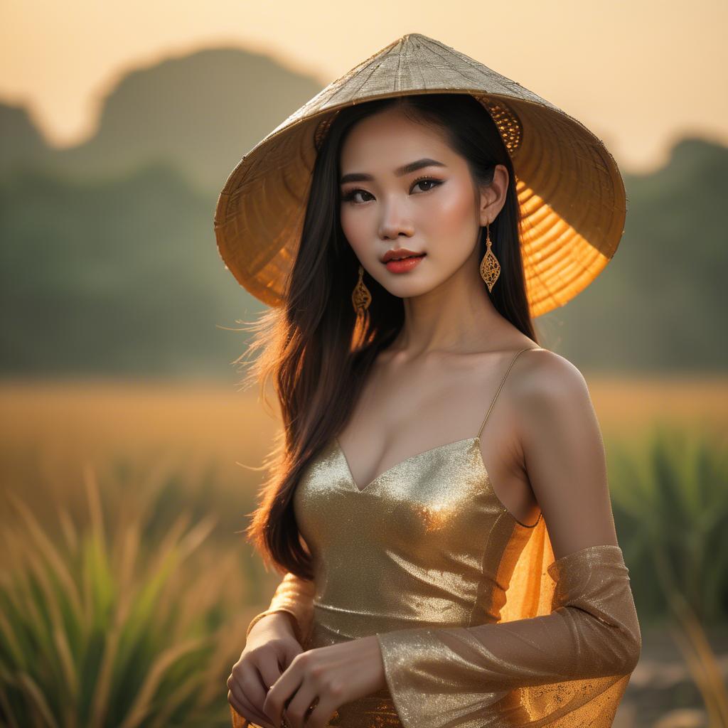 A stunning image of vietnamese beauty in golden hour.