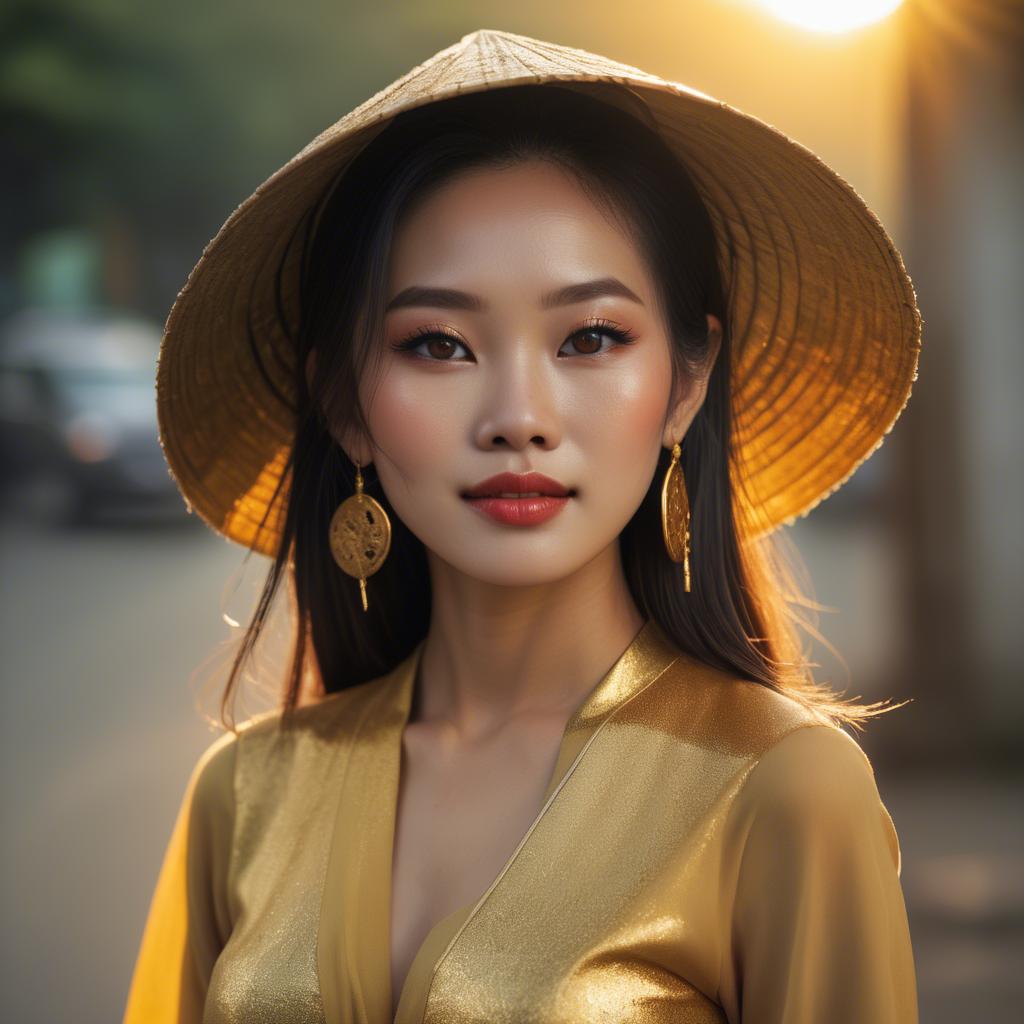 A stunning image of vietnamese beauty in golden hour.