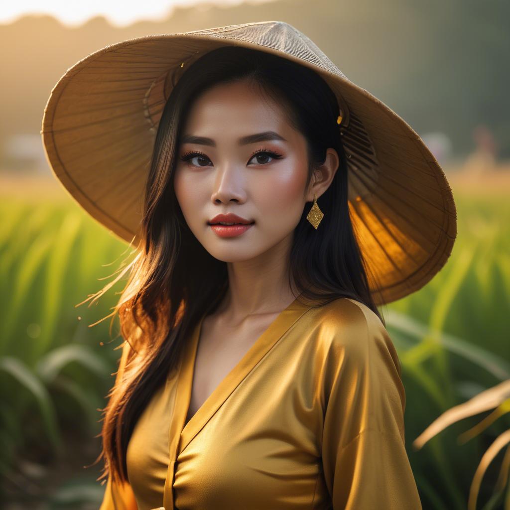 A stunning image of vietnamese beauty in golden hour.